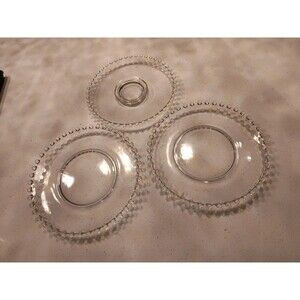 Imperial Candlewick Clear Glass 2 - 7" Salad Dessert Plates & 1 Mayo underplate